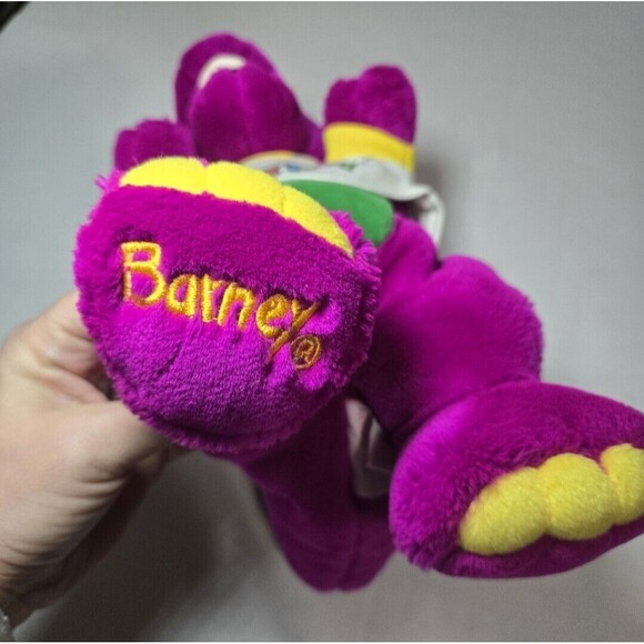 Vintage Dakin 1992 Barney Plush Purple Dinosaur 14” Barney & Friends with shirt - Picture 3 of 7